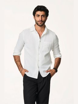 TERRA LUNA - Men White Alto Lite Khadi Sporty Shirt