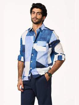 TERRA LUNA - Men Alto Lite Khadi Blue Sporty Shirt