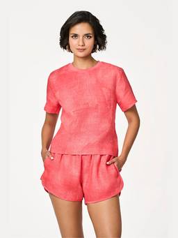 TERRA LUNA - Women Red Cela Linen T-Shirt