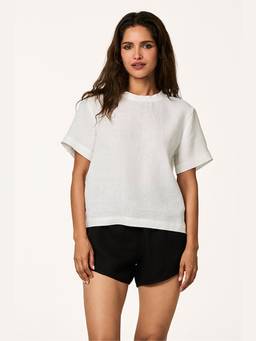 TERRA LUNA - Women White Cela Linen T-Shirt