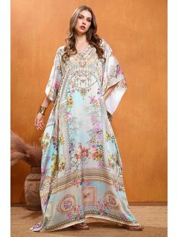 LABEL AARNA - Dawns Off White Embrace Soft Satin Kaftan Dress