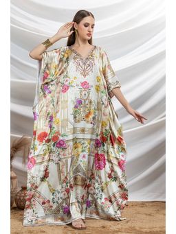 LABEL AARNA - Creamwomen Dune Soft Satin Kaftan Dress