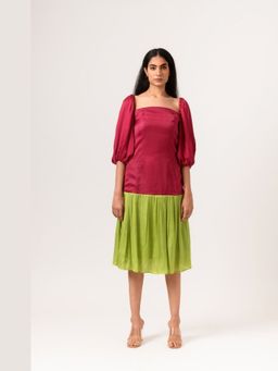 NEORA BY NEHAL CHOPRA - Wine Gather Dress