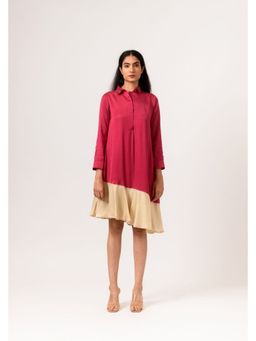 NEORA BY NEHAL CHOPRA - Wine Asymmetrical Dress