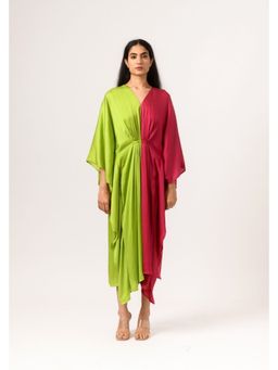 NEORA BY NEHAL CHOPRA - Green And Wine Kaftan