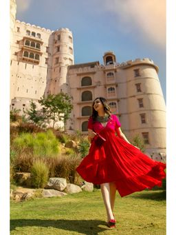 NEORA BY NEHAL CHOPRA - Red Asymmetrical Dress