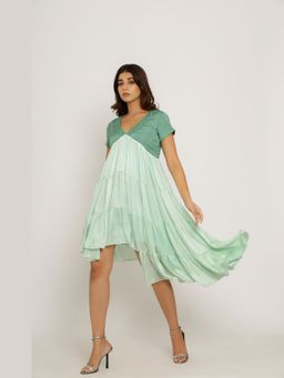 NEORA BY NEHAL CHOPRA - Green Asymmetrical Dress