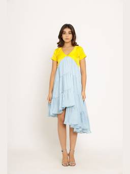 NEORA BY NEHAL CHOPRA - Blue Asymmetrical Dress