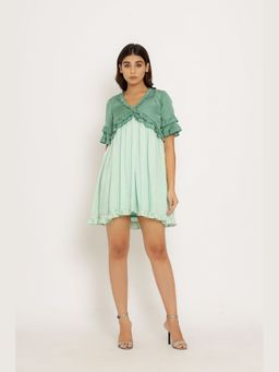 NEORA BY NEHAL CHOPRA - Green Frill Dress