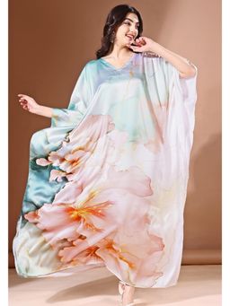 LABEL AARNA - Pastel Dream Soft Satin Kaftan Dress With Digital Print