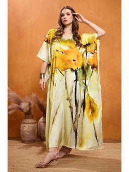 LABEL AARNA - Sun-Kissed Soft Satin Kaftan Dress With Digital Print