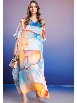 LABEL AARNA - Mystic Mirage Soft Satin Kaftan Dress With Digital Print