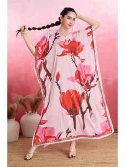 LABEL AARNA - Tender Rose Soft Satin Kaftan Dress