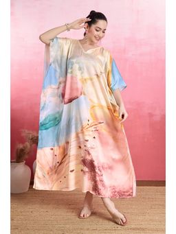 LABEL AARNA - Nautical Shore Soft Satin Kaftan Dress