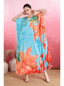 LABEL AARNA - Tropical Paradise Soft Satin Kaftan Dress