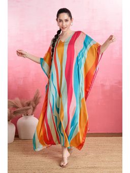 LABEL AARNA - Surging Waves Soft Satin Kaftan Dress