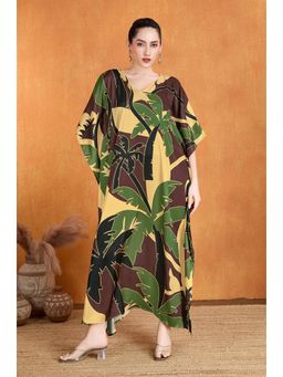 LABEL AARNA - Plamscape Soft Satin Kaftan Dress