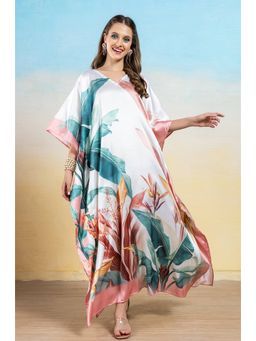 LABEL AARNA - Women Tropical Breeze Soft Satin Kaftan Dress