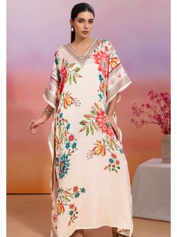 LABEL AARNA - Women Retro Radiance Soft Satin Kaftan Dress With Digital Print