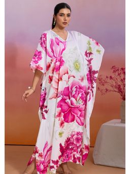 LABEL AARNA - Women Roselle Glow Soft Satin Kaftan Dress With Digital Print