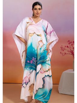 LABEL AARNA - Women Ocean Tide Soft Satin Kaftan Dress With Digital Print