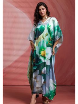 LABEL AARNA - Women Sage Flow Soft Satin Kaftan Dress With Digital Print