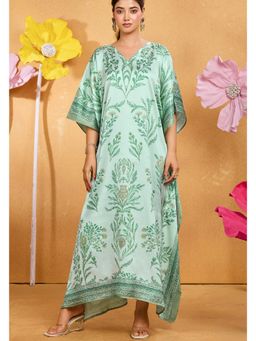 LABEL AARNA - Women Petal Fest Soft Satin Kaftan Dress With Digital Print