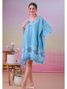 LABEL AARNA - Moonlit Mist Muslin Cotton Short Kaftan Dress
