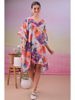 LABEL AARNA - Lush Hues Orange Muslin Cotton Short Kaftan Dress