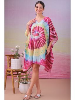 LABEL AARNA - Pink Candy Cloud Muslin Cotton Short Kaftan Dress
