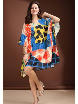 LABEL AARNA - Bluetide Muslin Cotton Short Kaftan Dress