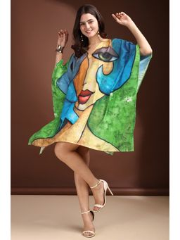 LABEL AARNA - Elysian Blue Muslin Cotton Short Kaftan Dress