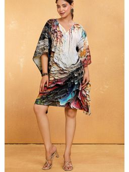LABEL AARNA - Multicoloured Divine Soul Muslin Cotton Short Kaftan Dress
