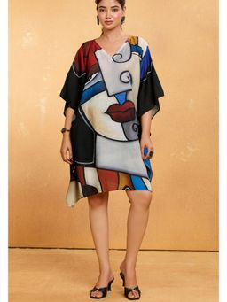 LABEL AARNA - Women Multicoloured Art Affair Muslin Cotton Short Kaftan Dress