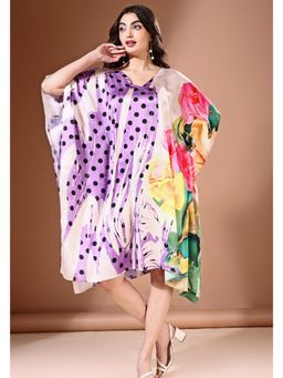 LABEL AARNA - Lavender Luxe Soft Satin Short Kaftan Dress