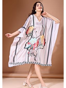 LABEL AARNA - Petal Stripes Soft Satin Short Kaftan Dress