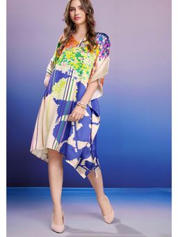 LABEL AARNA - Whispering Colors Soft Satin Short Kaftan Dress With Digital Print