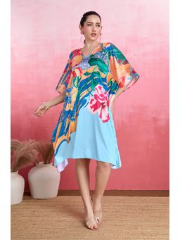 LABEL AARNA - Sky Oasis Soft Satin Short Kaftan Dress