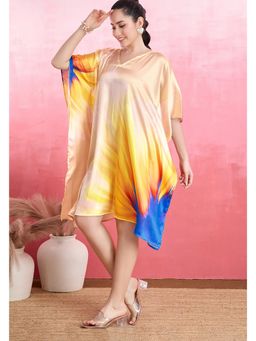LABEL AARNA - Springtime Bliss Soft Satin Short Kaftan Dress