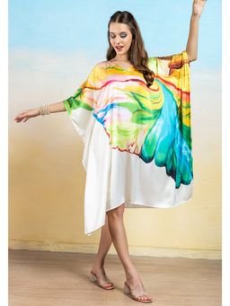 LABEL AARNA - Women Prism Splash Soft Satin Short Kaftan Dress