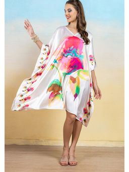 LABEL AARNA - Women Serene Bliss Soft Satin Short Kaftan Dress