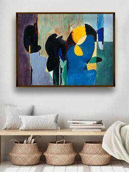 The Art House - Blue Black Abstract Framed Wall Painting