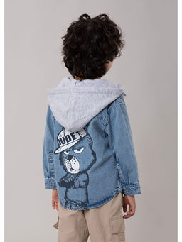 Hopscotch - Back Print Denim Jacket with Detachable Hood