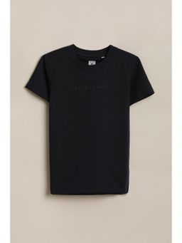 Allen Solly - Boys Black Solid Crew Neck T-shirt