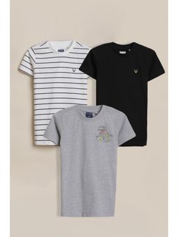 Allen Solly - Boys Multi Graphic Print Crew Neck T-shirts (Pack of 3)