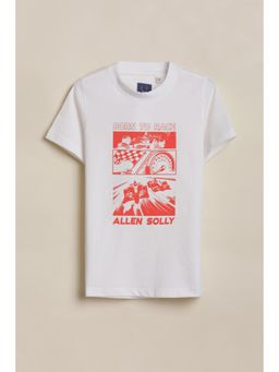 Allen Solly - Boys White Graphic Print Crew Neck T-shirt