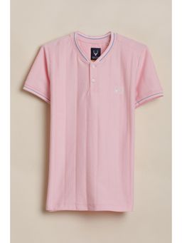 Allen Solly - Boys Pink Textured Henley Neck T-shirt