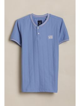 Allen Solly - Boys Light Blue Textured Henley Neck T-shirt