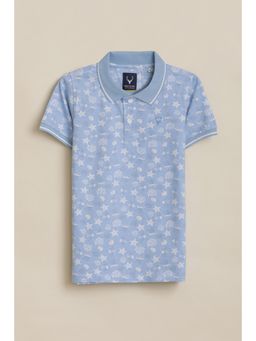 Allen Solly - Boys Light Blue Print Polo Neck T-shirt