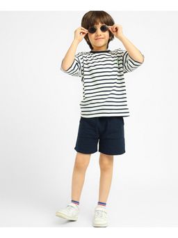 Somersault - Boys Stripe White Cotton T-shirt with Shorts